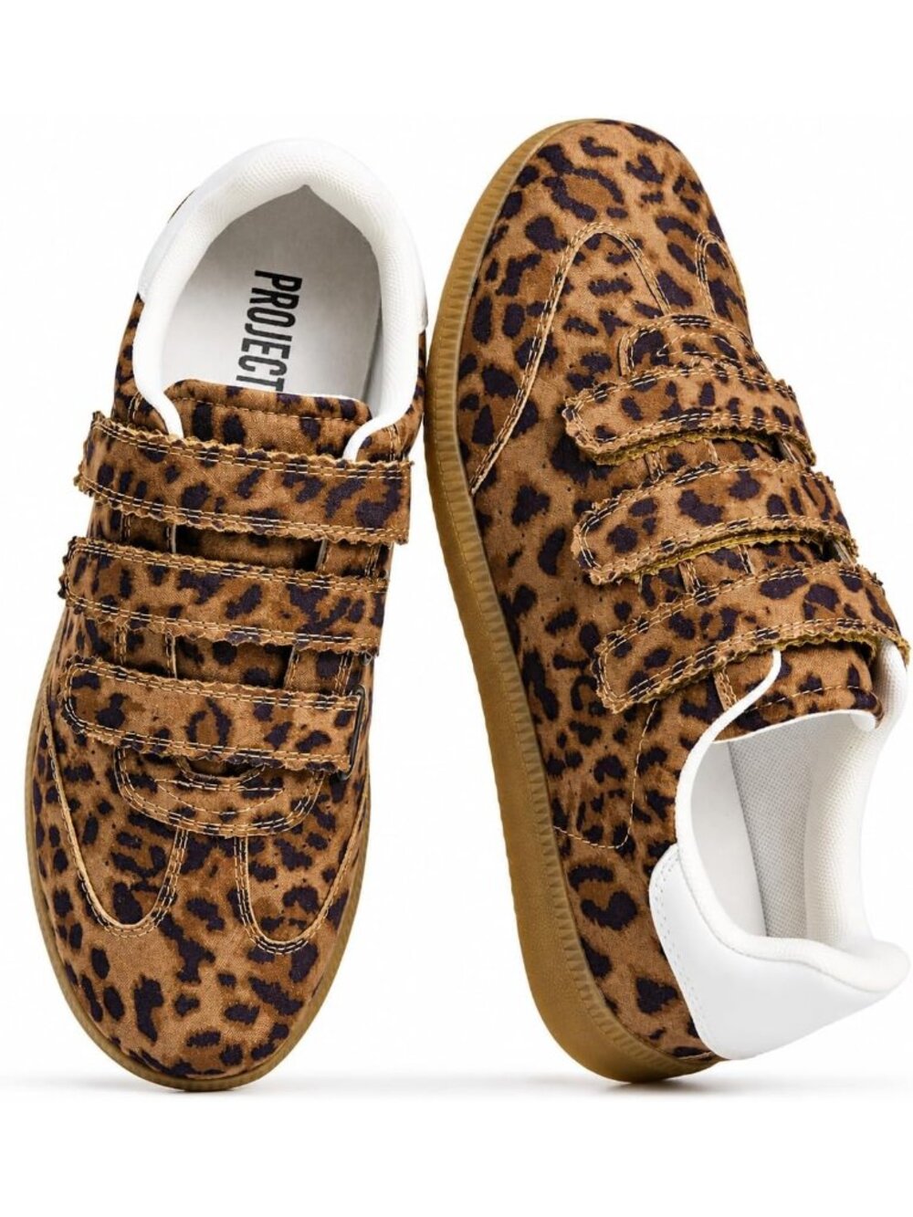 Project Cloud Women's Leopard Closed Toe Memory Foam Insole Fashion Sneakers